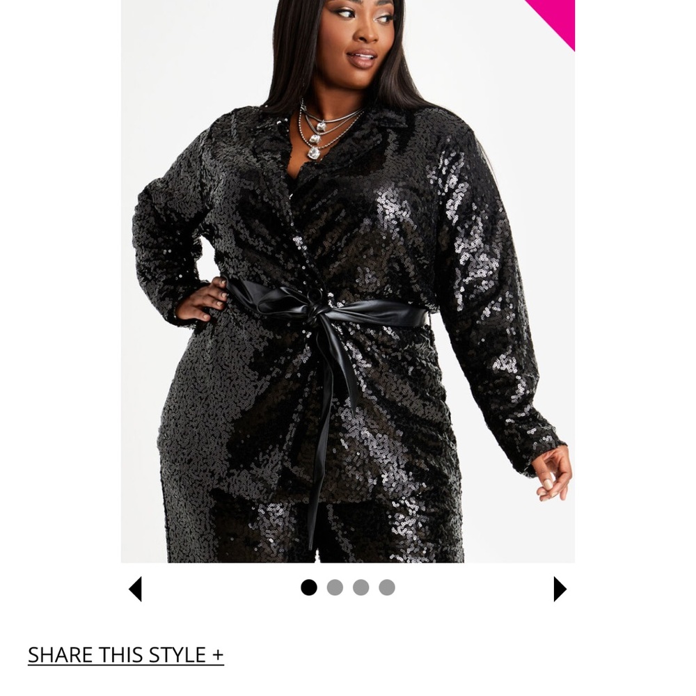 Ashley Stewart plus size Faux Leather Belt Sequin Jacket NWT 22/24
